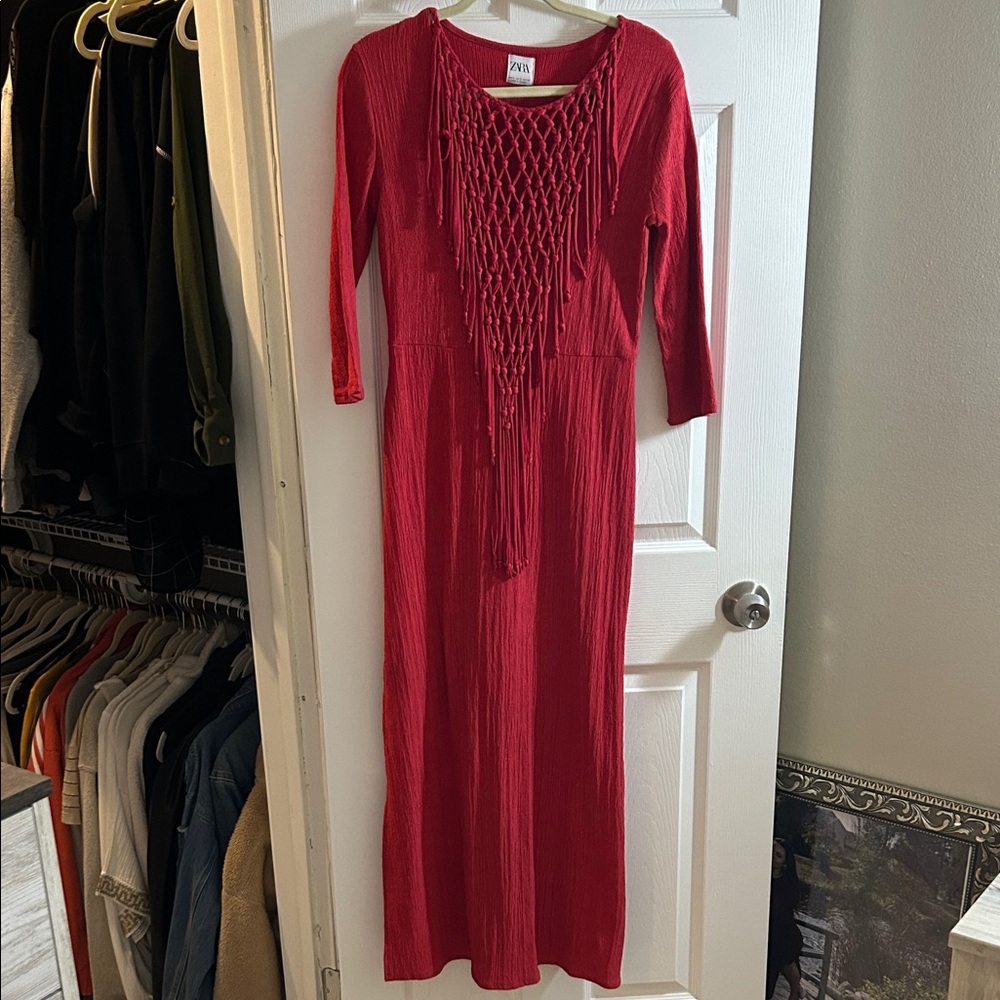 Zara Red Long Sleeve Women's Dress